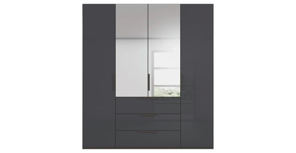 DREHTÜRENSCHRANK 201/223/61 cm,  in Graphitfarben, 4-türig  - Graphitfarben, Basics, Glas/Holzwerkstoff (201/223/61cm) - Novel