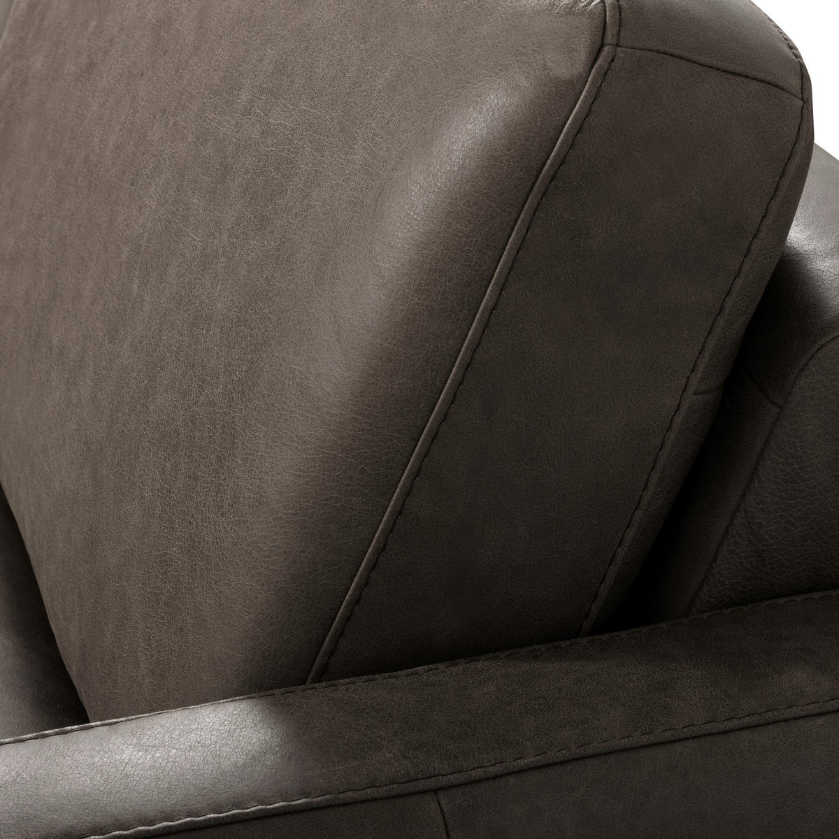 3,5-SITZER SPRING Echtleder Fango  - Fango/Schwarzchrom, Design, Leder/Metall (207/85/92cm) - Livetastic