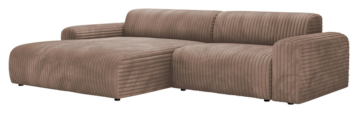 ECKSOFA Cappuccino Cord  - Schwarz/Cappuccino, Design, Kunststoff/Textil (178/292cm) - home24