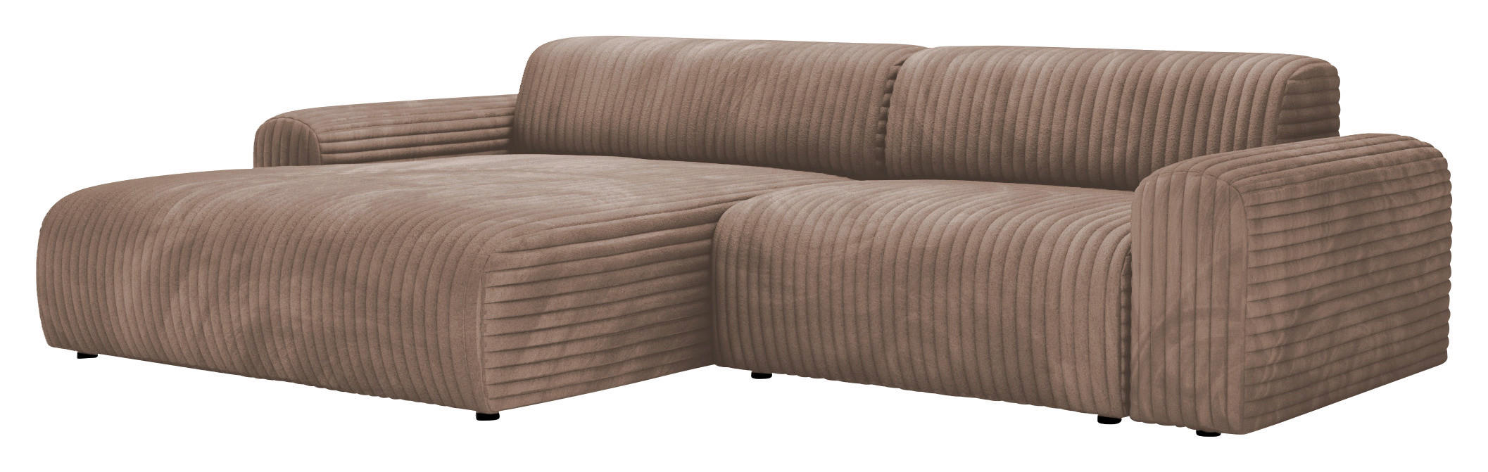 Thumbnail - home24 Ecksofa, Cappuccino, Textil, 3-4-Sitzer, Füllung: Schaumstoffflocken, Ottomane links, L-Form, 292x178 cm, Rücken ...