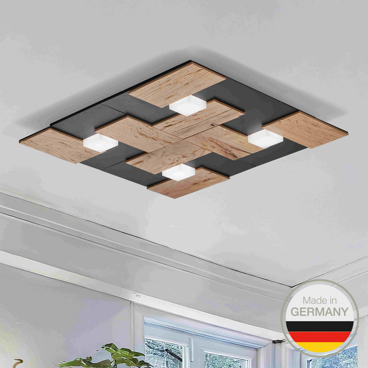 LED-DECKENLEUCHTE 662 51/51/5 cm   - Wildeiche, Natur, Metall (51/51/5cm) - Ambiente