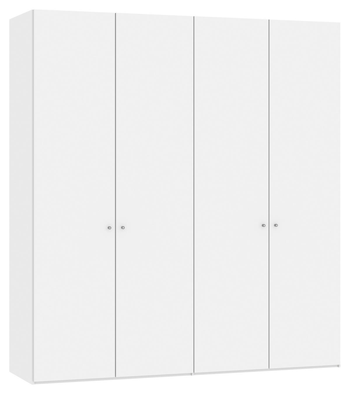 DREHTÜRENSCHRANK  in Weiß  - Silberfarben/Weiß, Design, Glas/Holzwerkstoff (203/220/59cm) - Jutzler