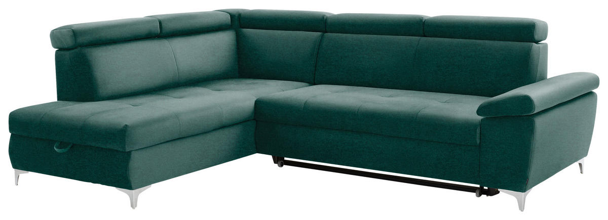 KUTNA GARNITURA tekstil  zelena   - zelena/boje kroma, Konvencionalno, tekstil/metal (206/271cm) - Carryhome