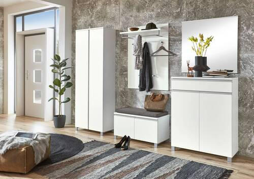 SCHUHSCHRANK 84/108/37 cm  - Silberfarben/Weiß, Design, Holzwerkstoff/Metall (84/108/37cm)
