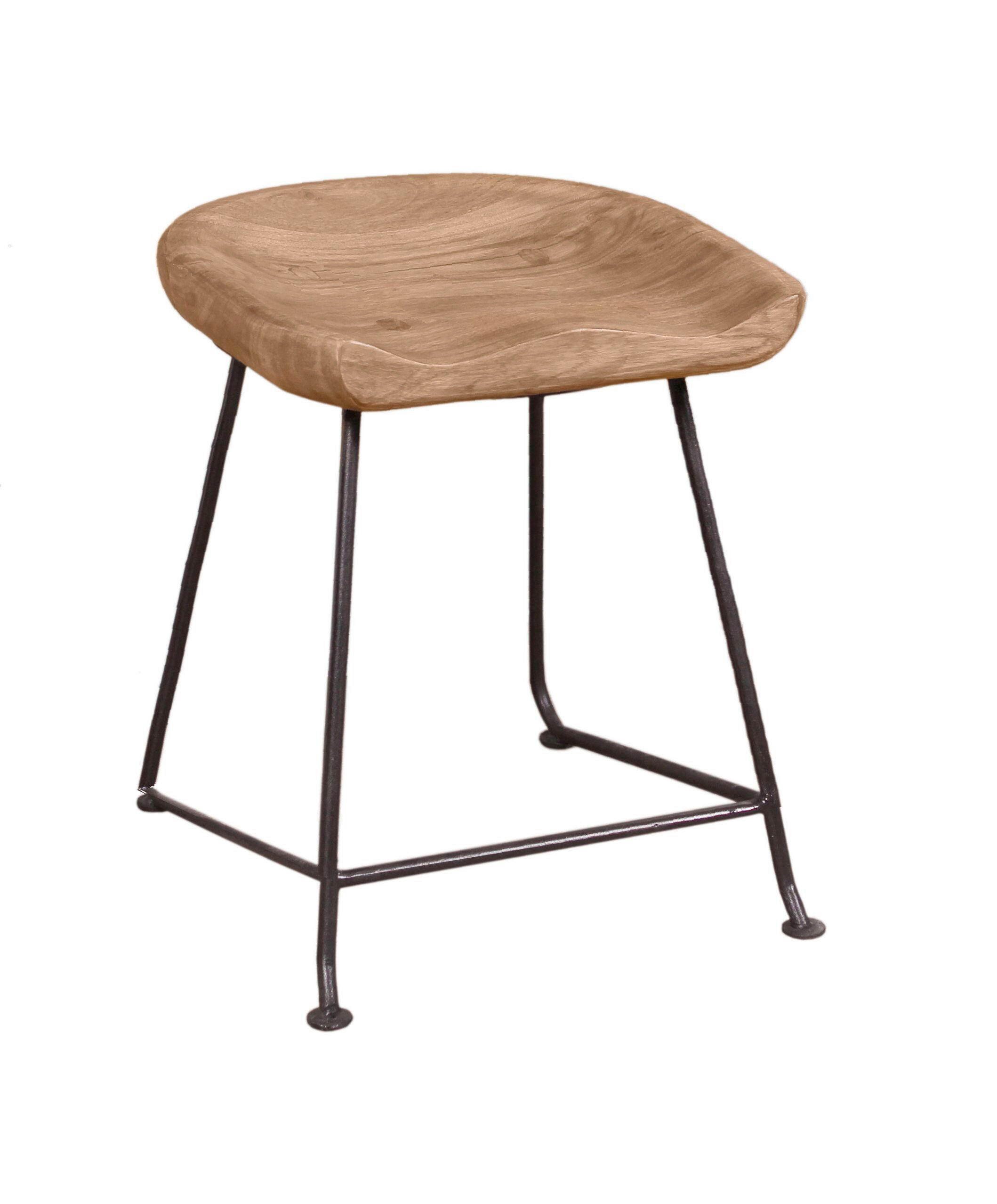 HOCKER Akazie Naturfarben, Schwarz  - Schwarz/Naturfarben, Design, Holz/Metall (42/48/38cm) - MID.YOU