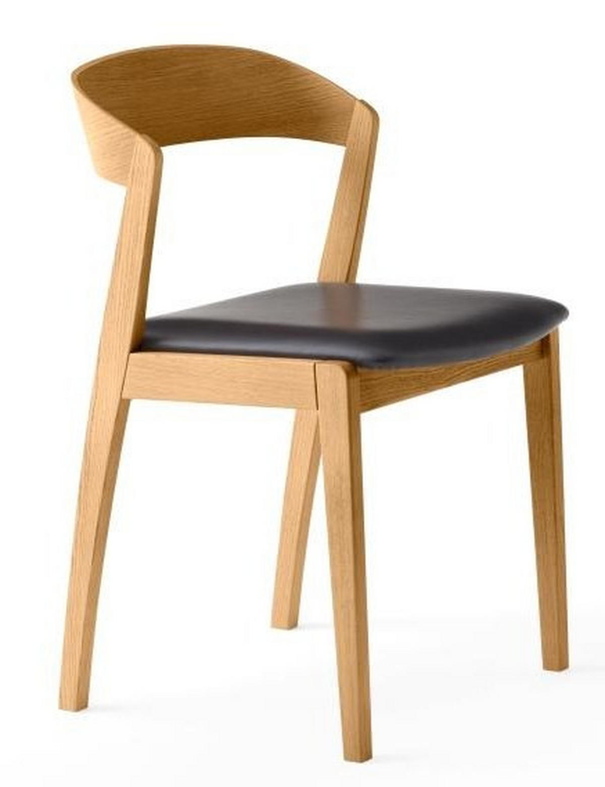 STOL äkta läder  - svart/ekfärgad, Lifestyle, läder/trä (50/77/51cm) - Skovby