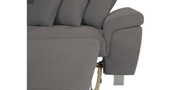 ECKSOFA in Cord Dunkelgrau  - Dunkelgrau/Silberfarben, Design, Textil/Metall (226/257cm) - Xora