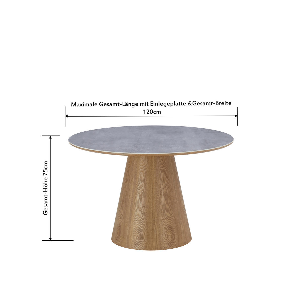 ESSTISCH in Holz, Keramik, Holzwerkstoff  - Eichefarben/Grau, MODERN, Holz/Keramik (120/75/120cm) - MID.YOU