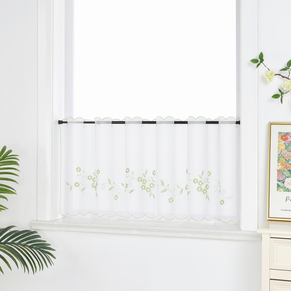 KURZGARDINE   120/60 cm   - Weiß Hochglanz, Basics, Textil (120/60cm) - Joyswahl