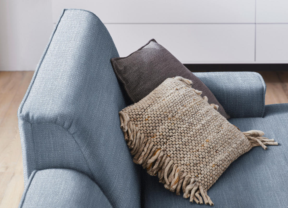 ECKSOFA in Flachgewebe Blau  - Blau/Schwarz, Design, Textil/Metall (285/190cm) - Johann Jakob