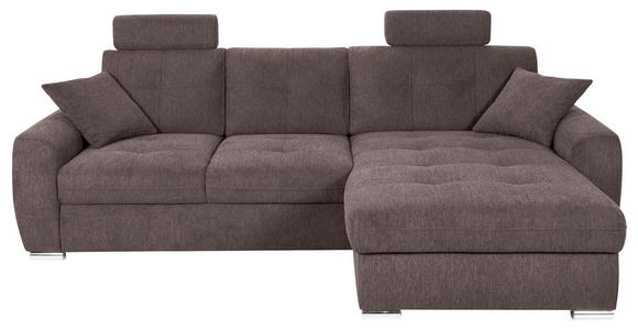 ECKSOFA in Mikrofaser Braun 276/193 cm - Chromfarben/Braun, MODERN, Kunststoff/Textil (276/193cm) - Hom`in