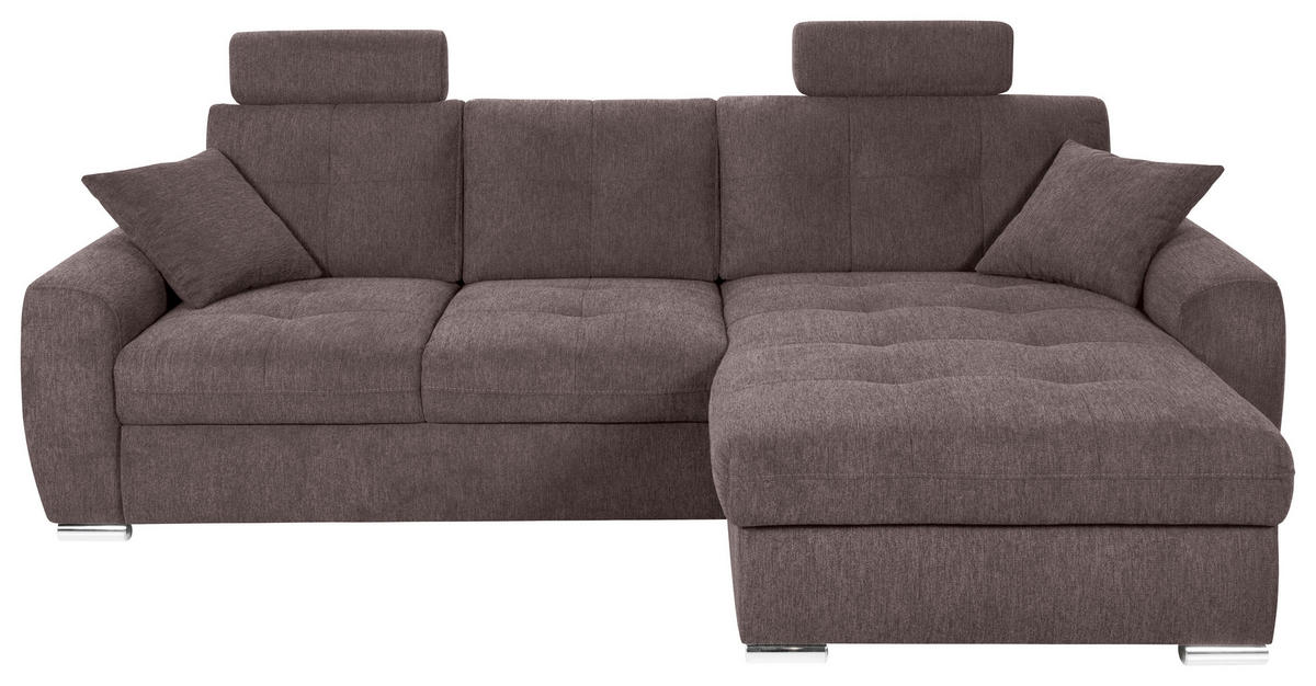 ECKSOFA in Mikrofaser Braun  276/193 cm  - Chromfarben/Braun, MODERN, Kunststoff/Textil (276/193cm) - Hom`in