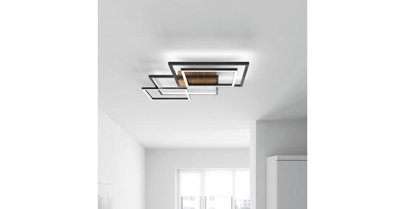 LED-DECKENLEUCHTE 67/58/6 cm - Walnussfarben/Schwarz, Design, Kunststoff/Metall (67/58/6cm) - Novel