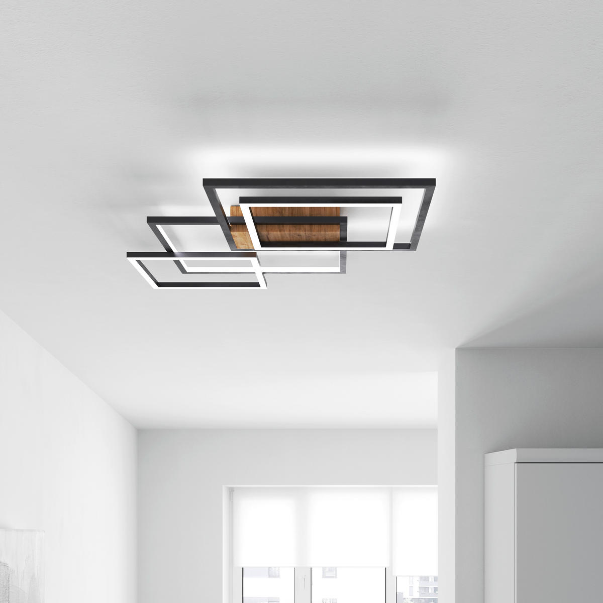 LED-DECKENLEUCHTE 67/58/6 cm    - Walnussfarben/Schwarz, Design, Kunststoff/Metall (67/58/6cm) - Novel