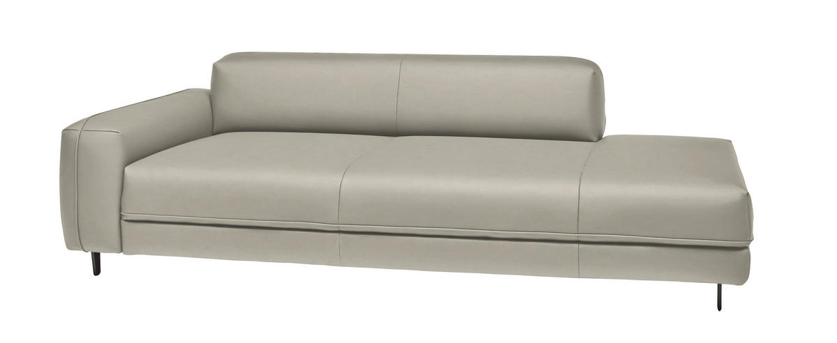 2,5-SITZER  in Echtleder Hellgrau   - Anthrazit/Hellgrau, Design, Leder/Metall (226/70/109cm) - Johann Jakob