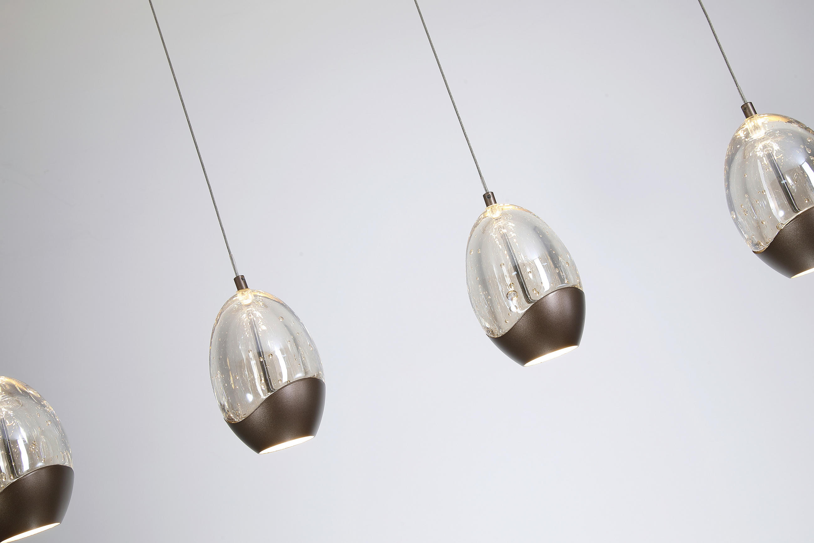 LED FÜGGŐLÁMPA 70/9/150 cm  - bézs/Pezsgő, Trend, Üveg/fém (70/9/150cm)