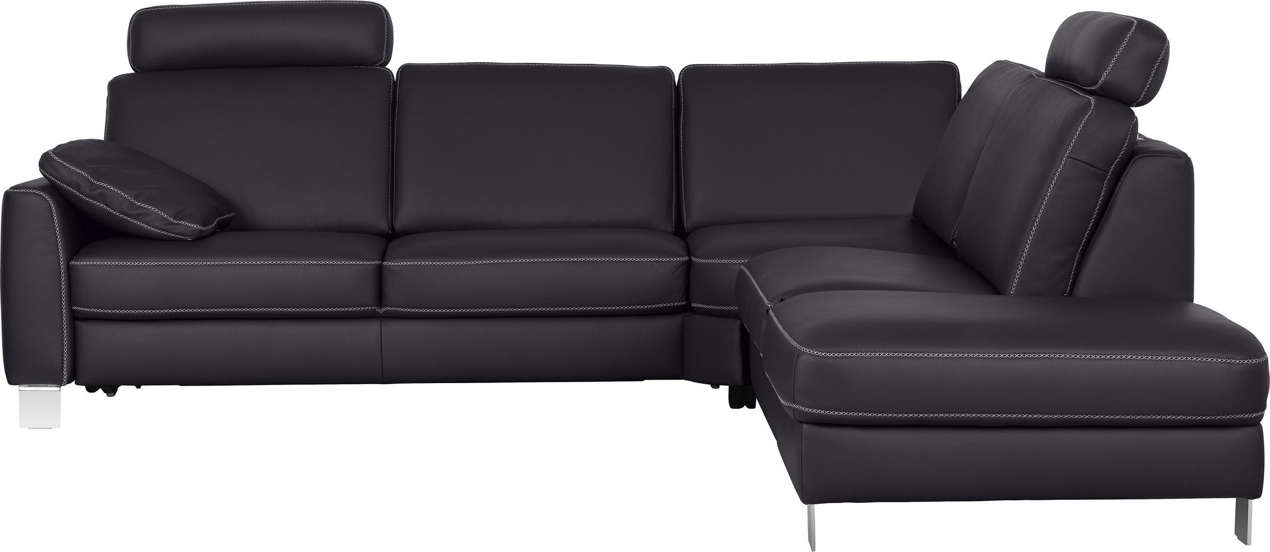 ECKSOFA in Echtleder Anthrazit  272/293 cm  - Chromfarben/Anthrazit, KONVENTIONELL, Leder/Metall (272/293cm) - Valdera