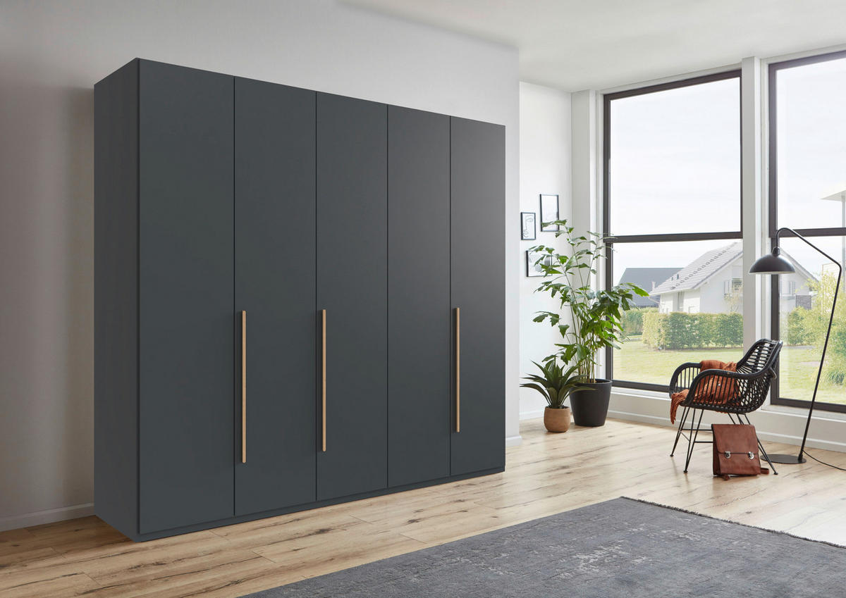 DREHTÜRENSCHRANK 5-türig Graphitfarben, Eiche Artisan  - Graphitfarben/Eiche Artisan, MODERN, Holzwerkstoff/Kunststoff (225/208/58cm) - Chameo