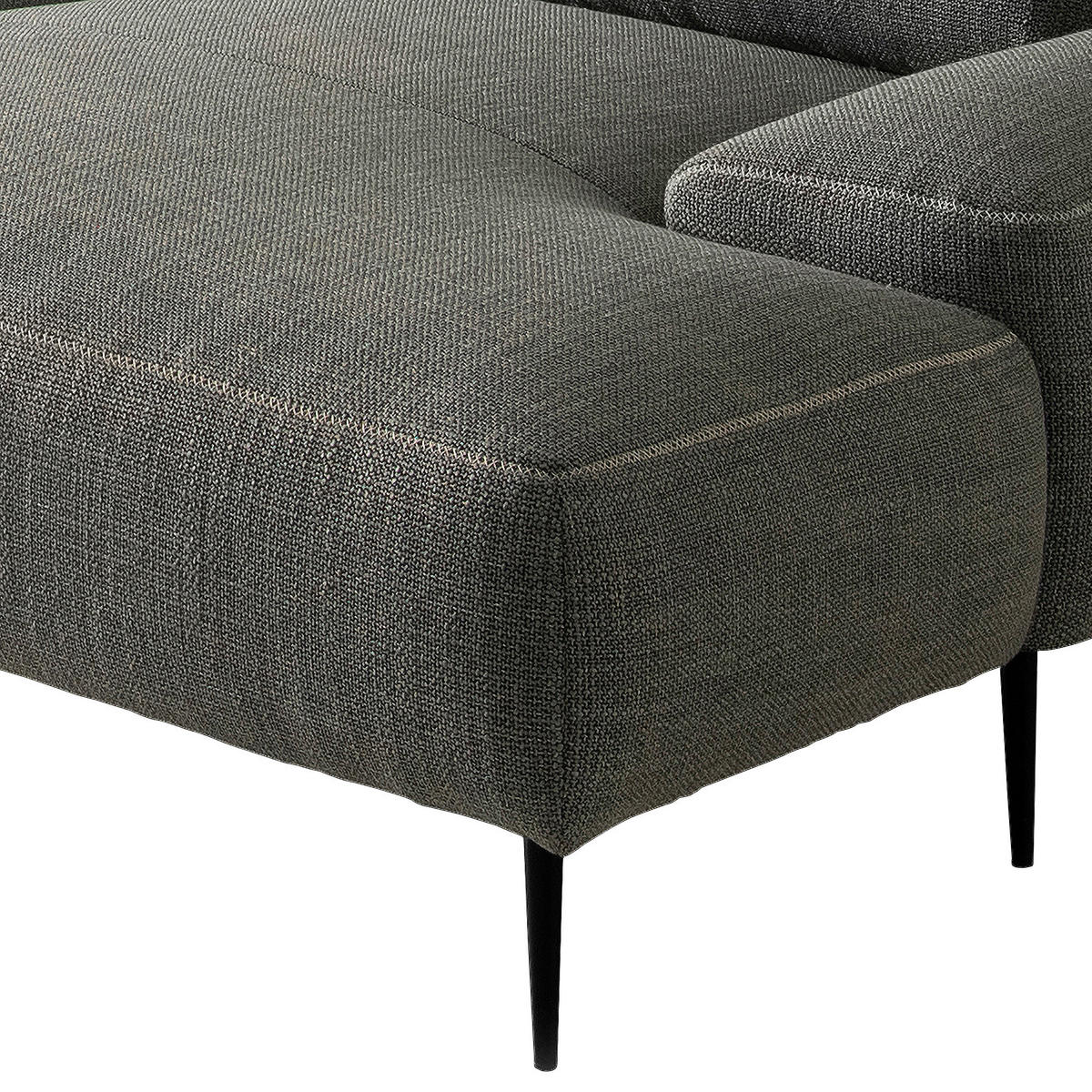 ECKSOFA in Flachgewebe Grau  - Beige/Schwarz, Design, Textil/Metall (344/162cm) - Designwerk