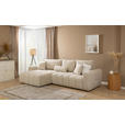 ECKSOFA in Velours Creme  168/298 cm  - Creme/Schwarz, KONVENTIONELL, Kunststoff/Textil (168/298cm) - Carryhome