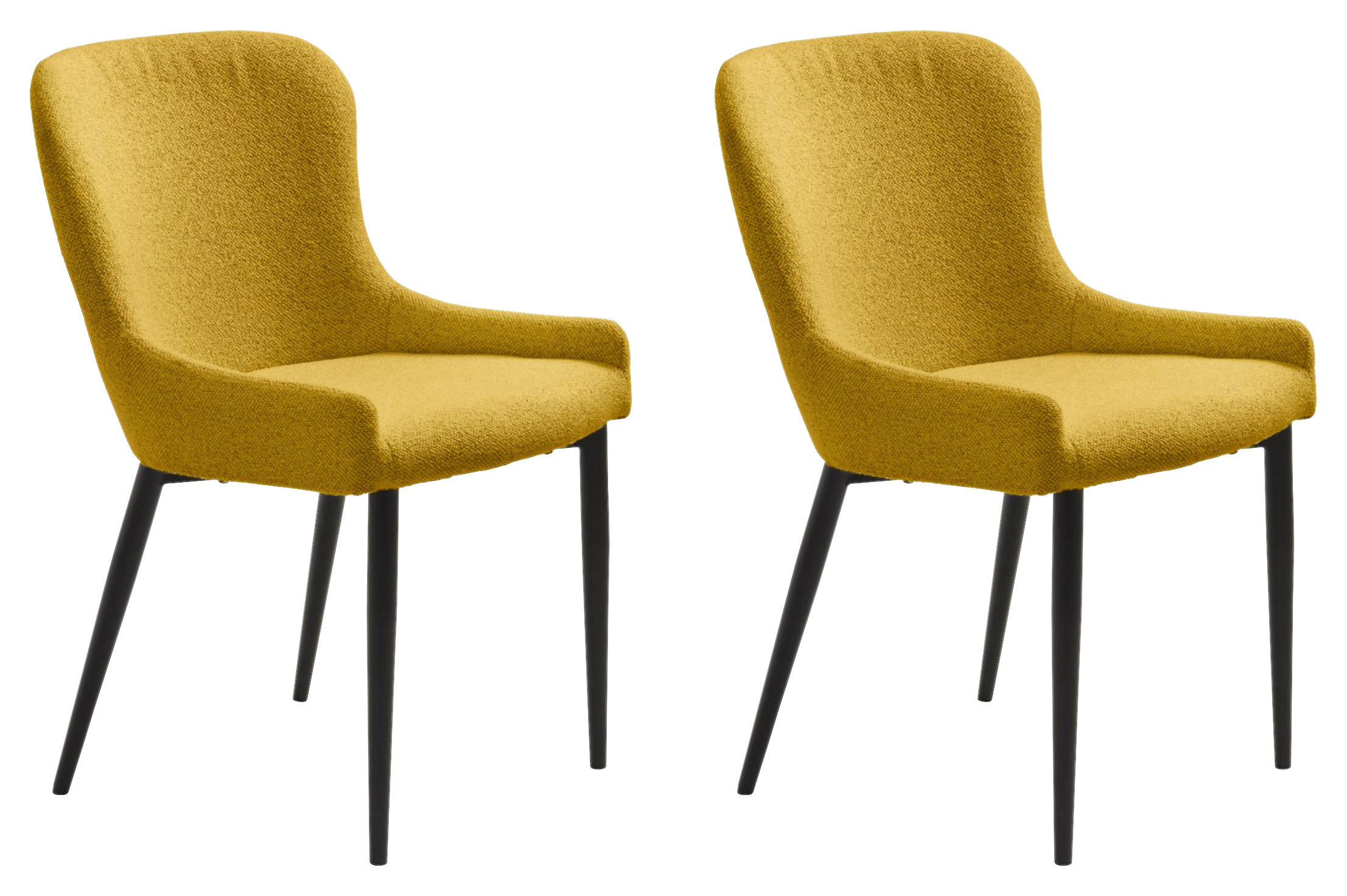 STUHL 2 Stück  in Bouclé Textil  - Gelb/Schwarz, MODERN, Textil/Metall (52/82/60cm) - Livetastic