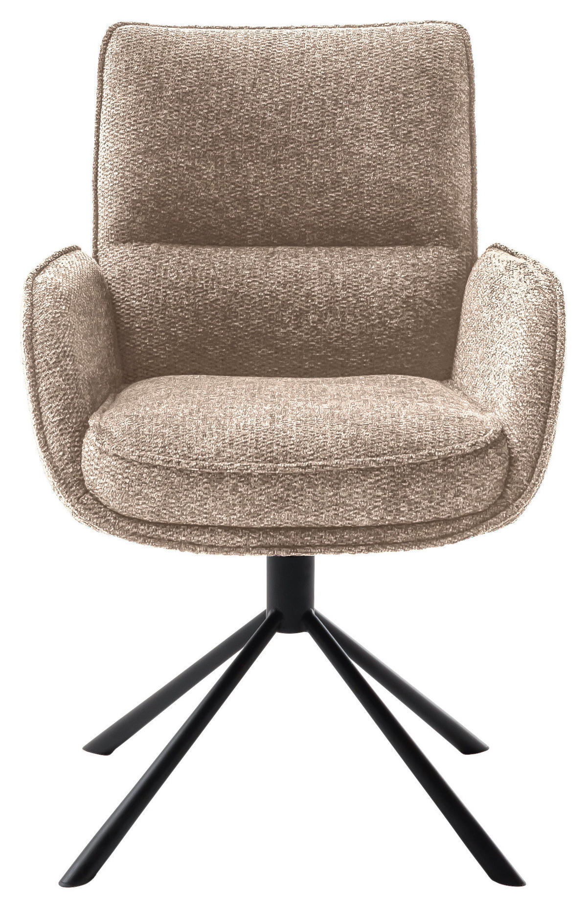 ARMLEHNSTUHL  Sitzfläche 360° drehbar, automatische Rückholfunktion Webstoff  Creme, Schwarz  - Creme/Schwarz, Design, Textil/Metall (62/92/65cm) - Novel
