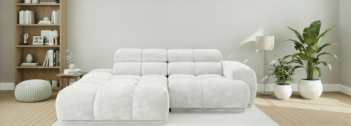 ECKSOFA  in Flachgewebe Creme  150/239 cm  - Creme, MODERN, Textil (150/239cm) - MID.YOU