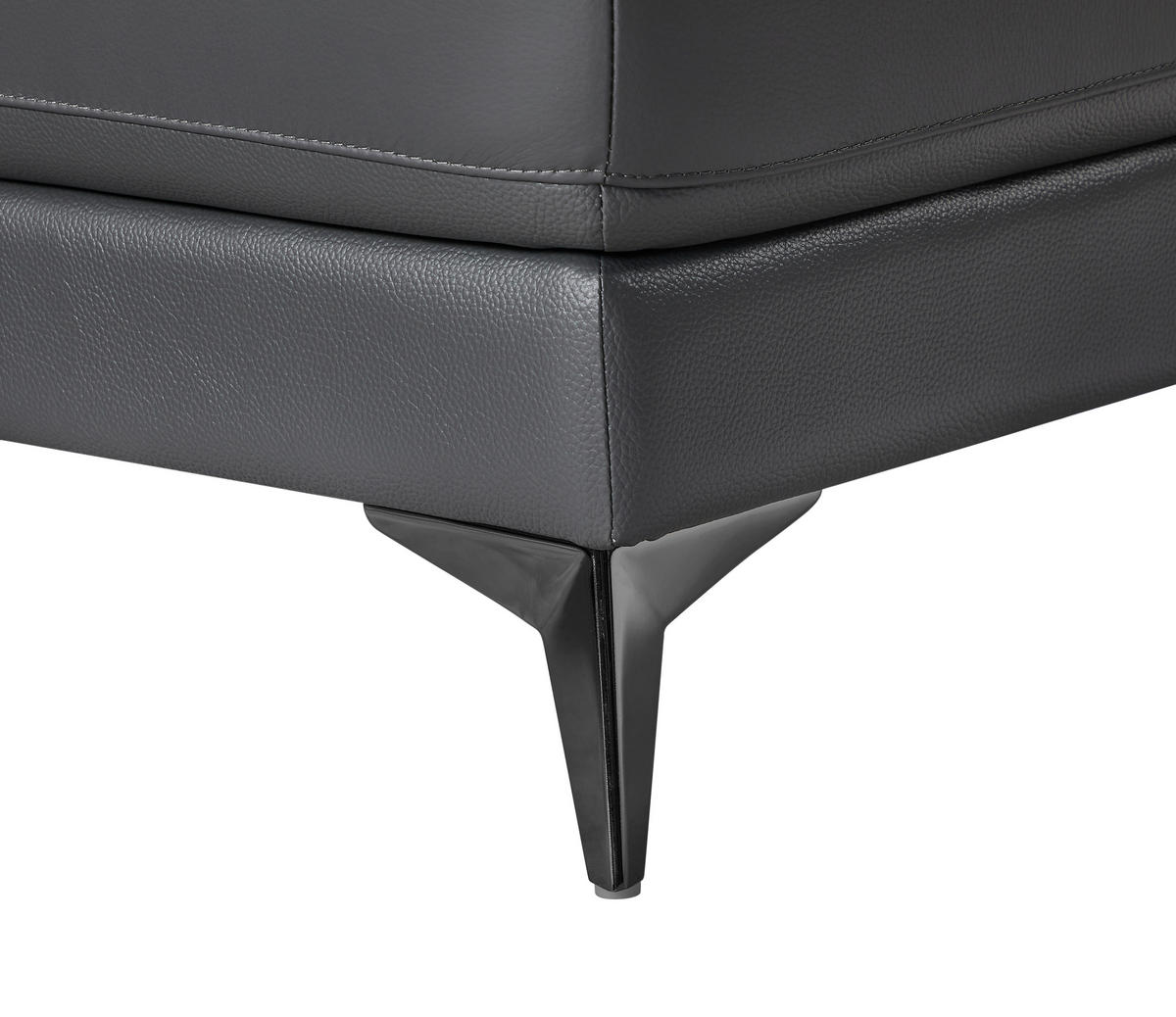 ECKSOFA Grau Echtleder  - Schwarz/Grau, Design, Leder/Metall (255/171cm) - Livetastic