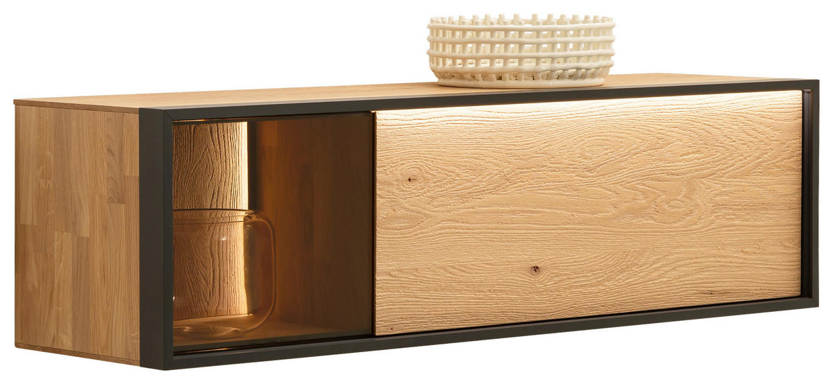 HÄNGEELEMENT Eichefarben  125/36/37 cm  - Eichefarben/Anthrazit, Design, Glas/Holz (125/36/37cm) - Schöner Wohnen