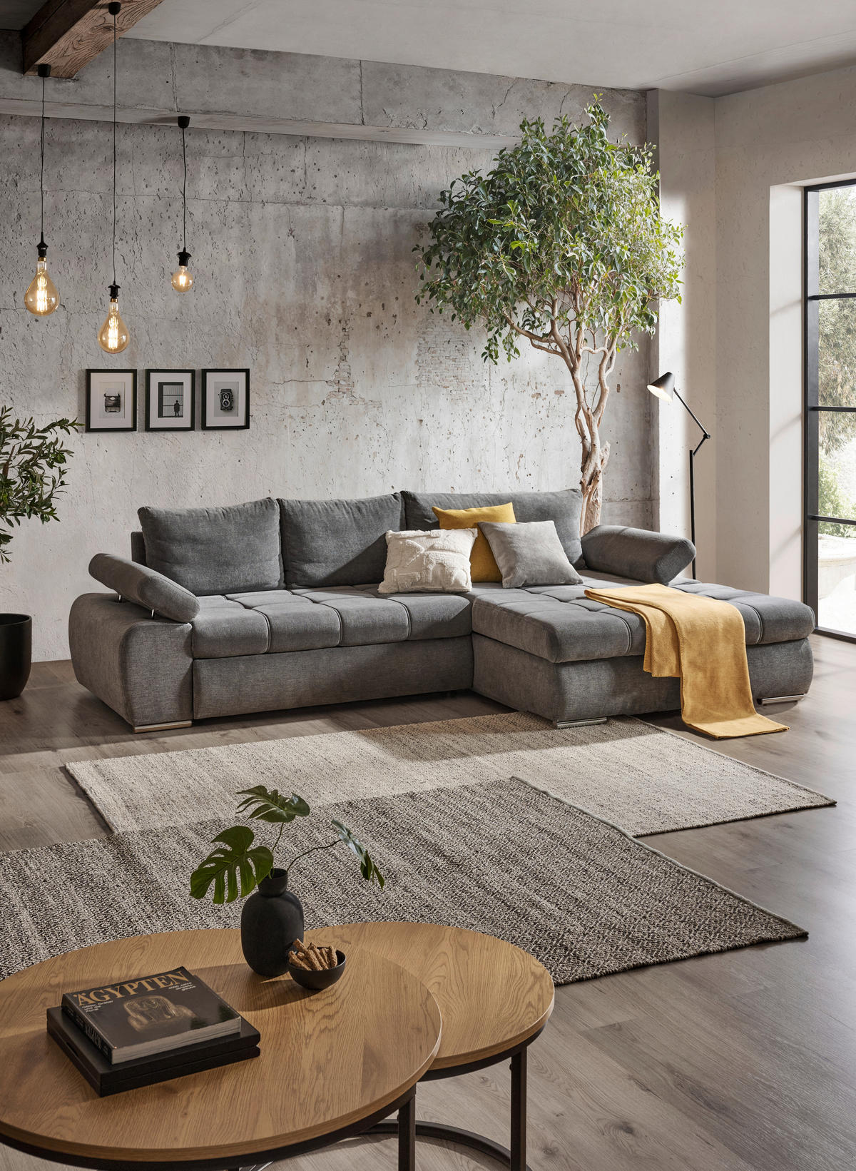 SAROKKANAPÉ textil szürke  - krómszínű/fehér, Design, műanyag/textil (294/173cm) - Carryhome