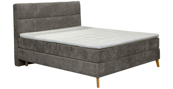 BOXSPRINGBETT 180/200 cm  in Dunkelgrau  - Eichefarben/Dunkelgrau, KONVENTIONELL, Holz/Textil (180/200cm) - Carryhome