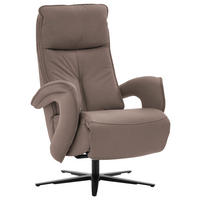 RELAXSESSEL in Leder Taupe  - Taupe/Schwarz, Design, Leder/Metall (77/110/87cm) - Valdera