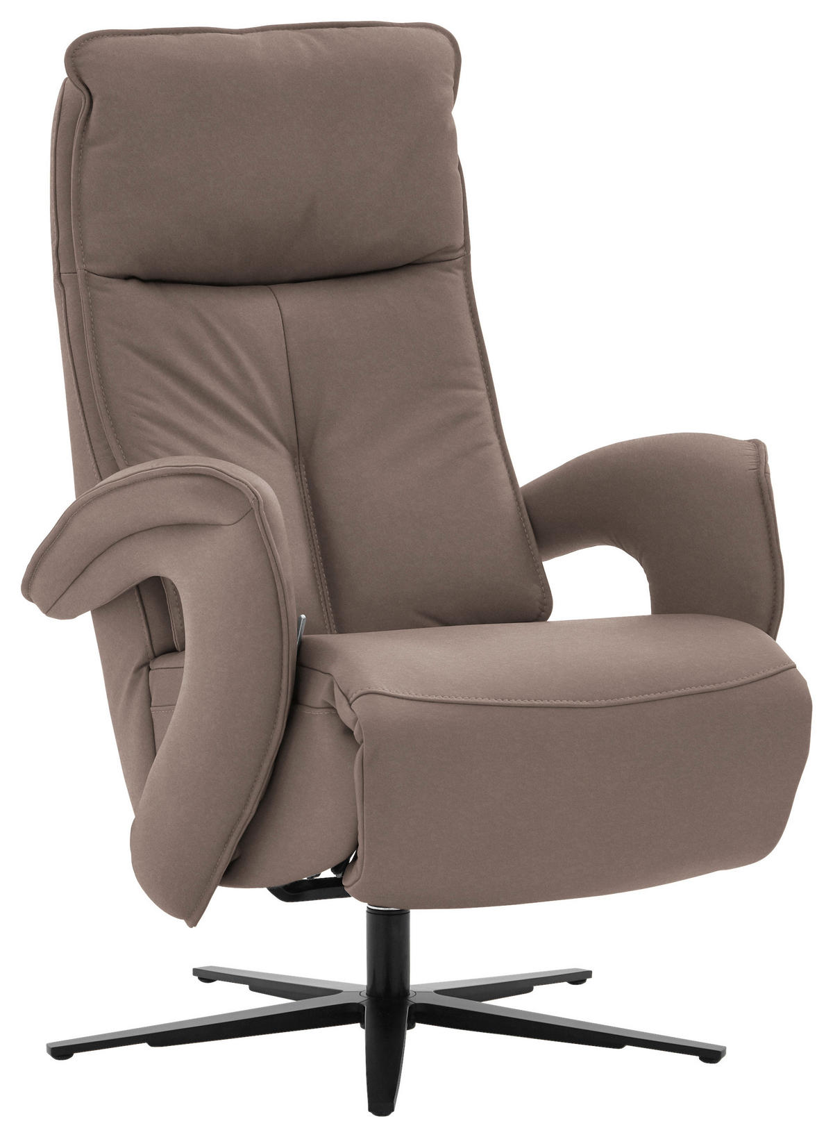 RELAXSESSEL in Leder Taupe  - Taupe/Schwarz, Design, Leder/Metall (77/110/87cm) - Valdera