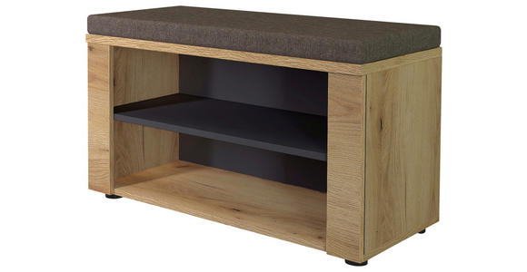 GARDEROBENBANK  in 80/48/38 cm  - Eichefarben/Graubraun, KONVENTIONELL, Kunststoff/Textil (80/48/38cm) - Xora