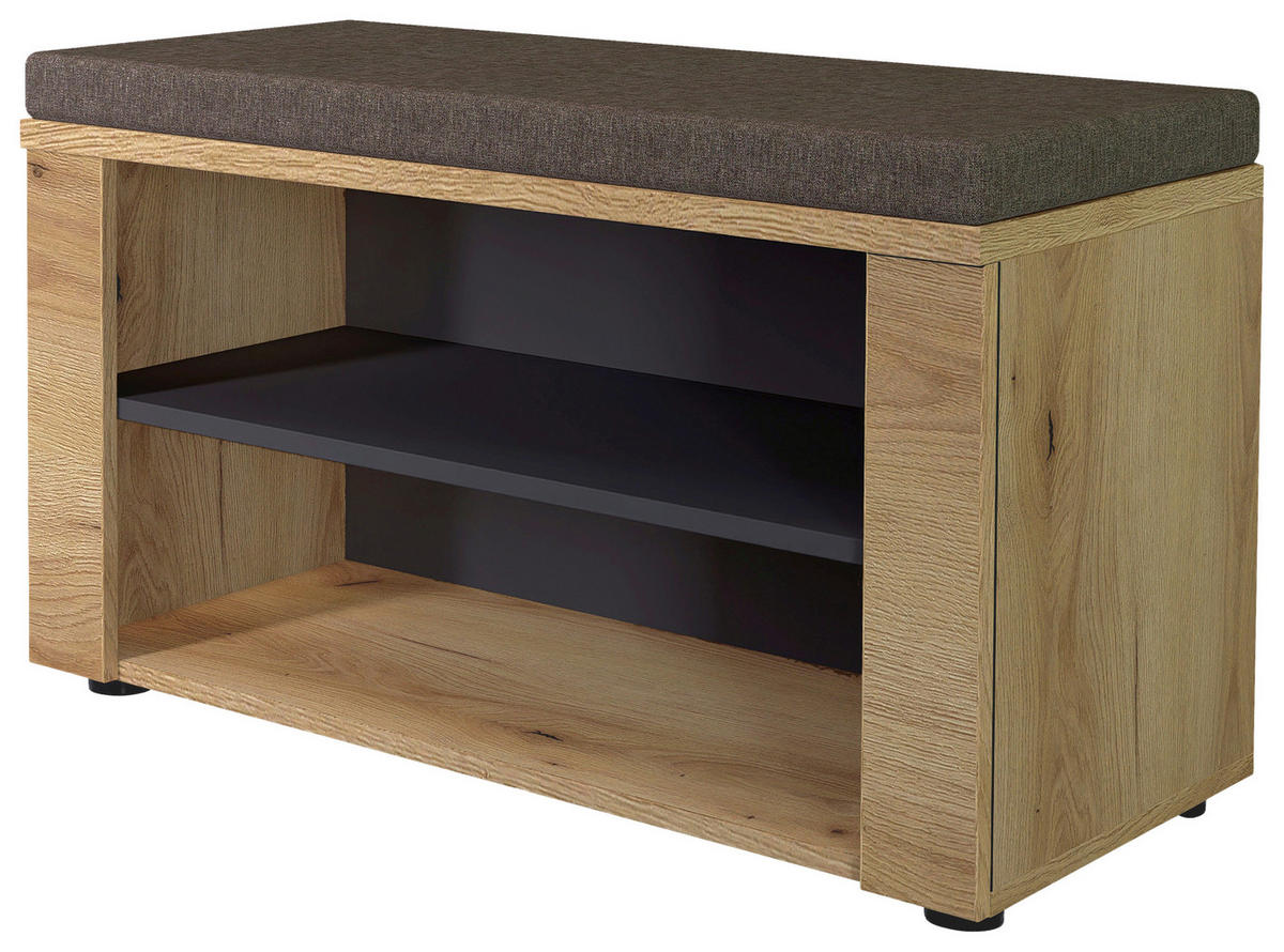 GARDEROBENBANK  in 80/48/38 cm  - Eichefarben/Graubraun, KONVENTIONELL, Kunststoff/Textil (80/48/38cm) - Xora