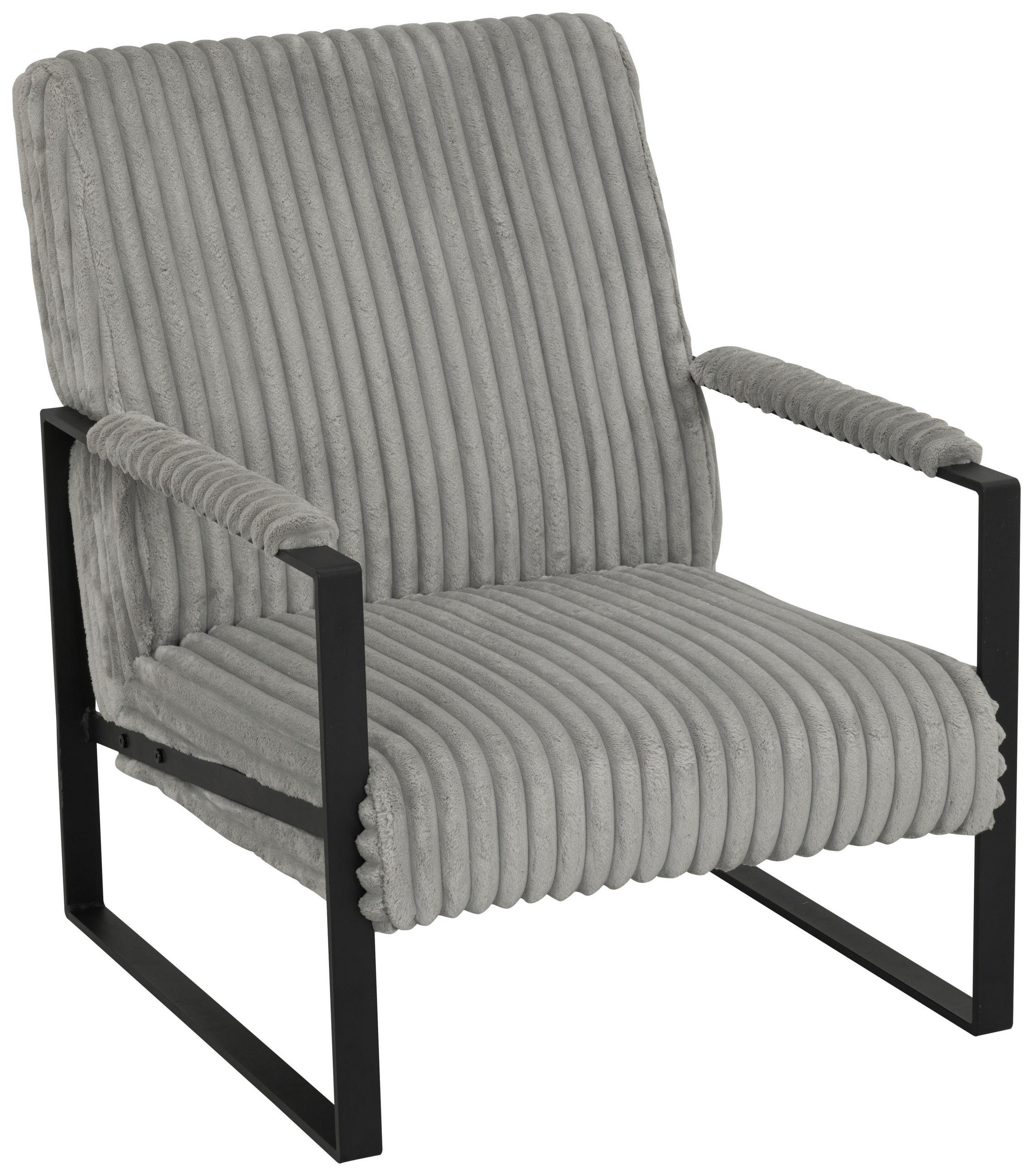 SESSEL Cord Grau    - Schwarz/Grau, MODERN, Textil/Metall (70/87/85cm) - P & B