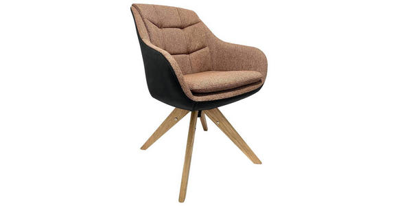 ARMLEHNSTUHL in Webstoff, Mikrofaser - Eichefarben/Rostfarben, KONVENTIONELL, Holz/Textil (57/83,5/60cm) - Landscape