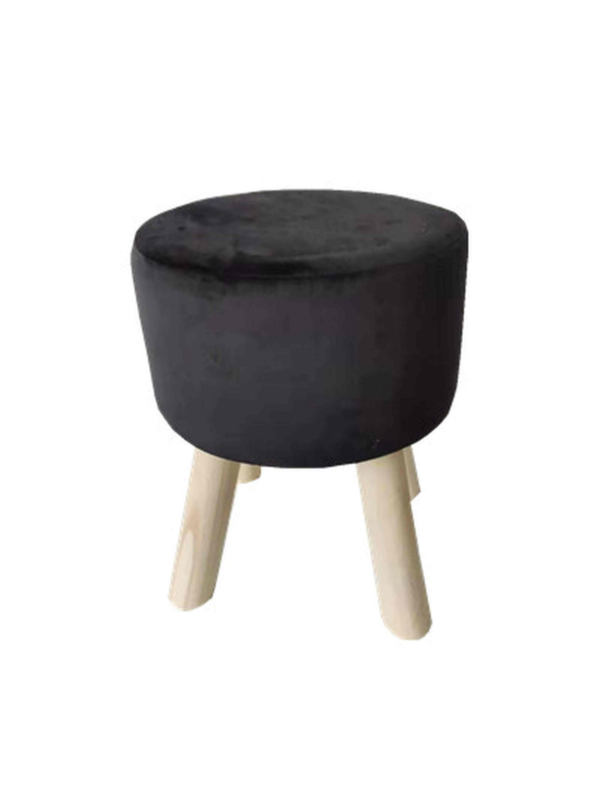 Hocker in Textil, Karton, Holzwerkstoff Naturfarben, Schwarz