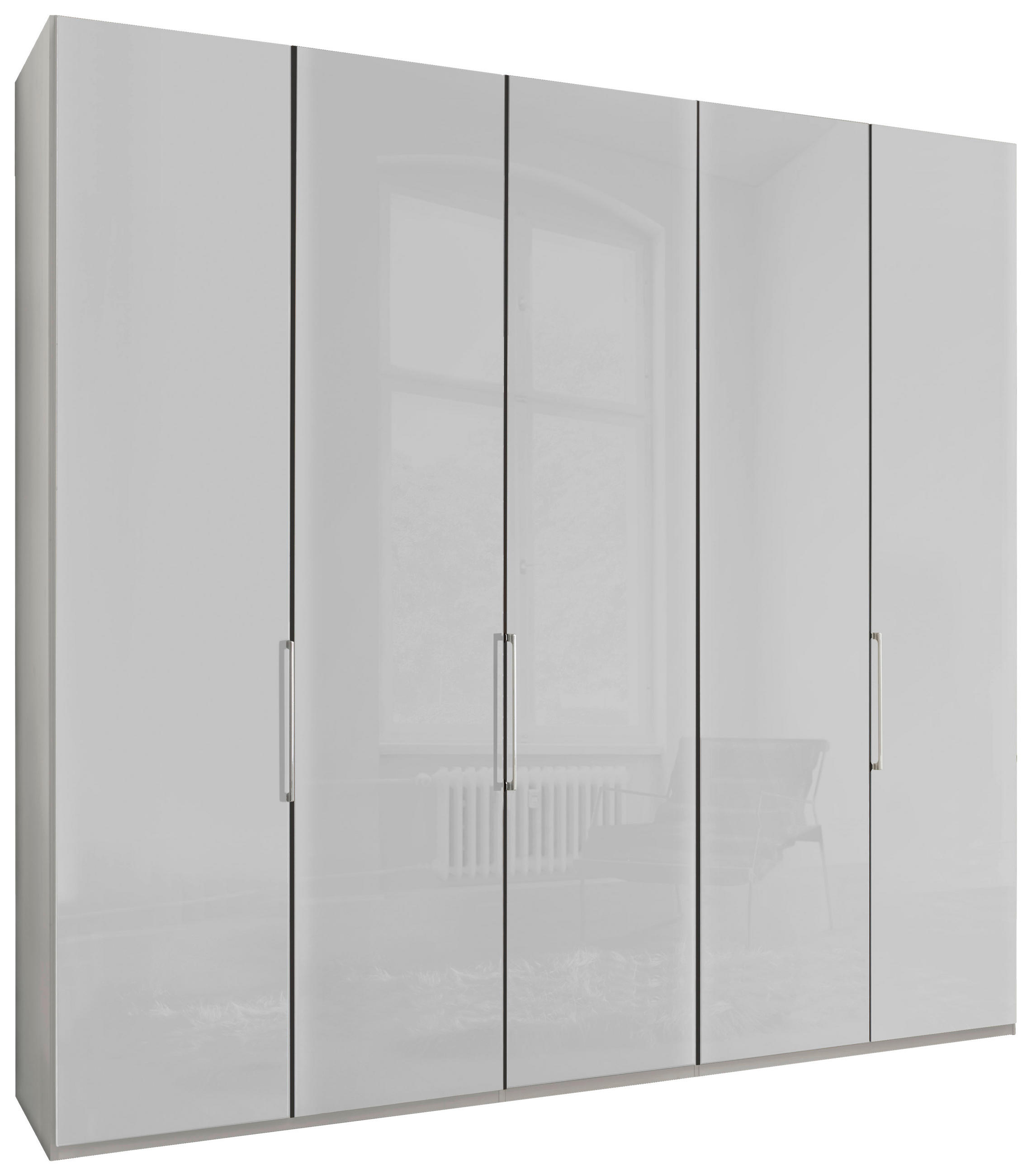DREHTÜRENSCHRANK 5-türig Weiß - Chromfarben/Weiß, KONVENTIONELL, Glas/Holzwerkstoff (250/216/58cm) - Dieter Knoll