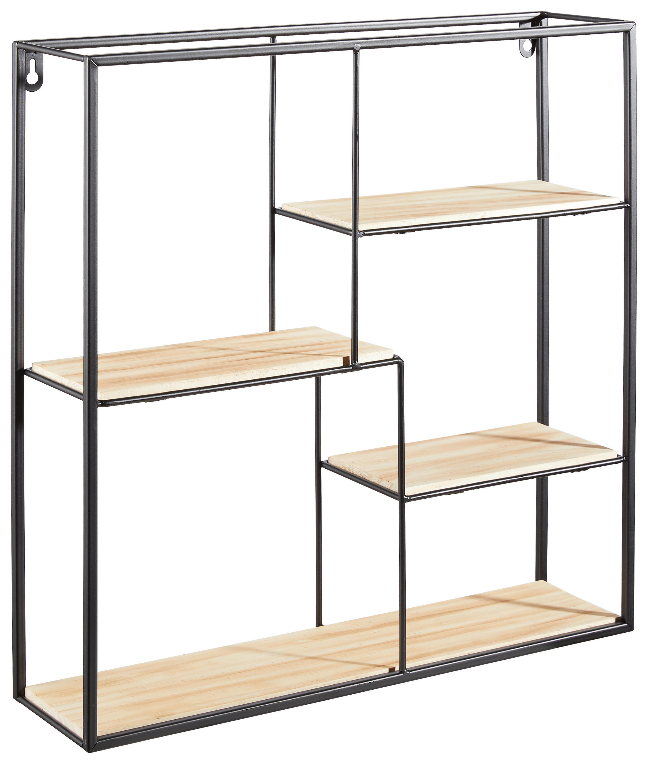 WANDREGAL  - Schwarz/Naturfarben, Basics, Holz/Metall (46/46/11,5cm) - Ambia Home