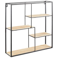 WANDREGAL  - Schwarz/Naturfarben, Basics, Holz/Metall (46/46/11,5cm) - Ambia Home