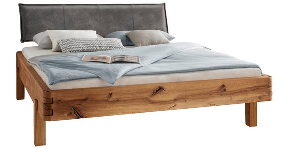 BALKENBETT 160/200 cm in Anthrazit, Wildeiche - Wildeiche/Anthrazit, Natur, Holz/Textil (160/200cm) - Valnatura