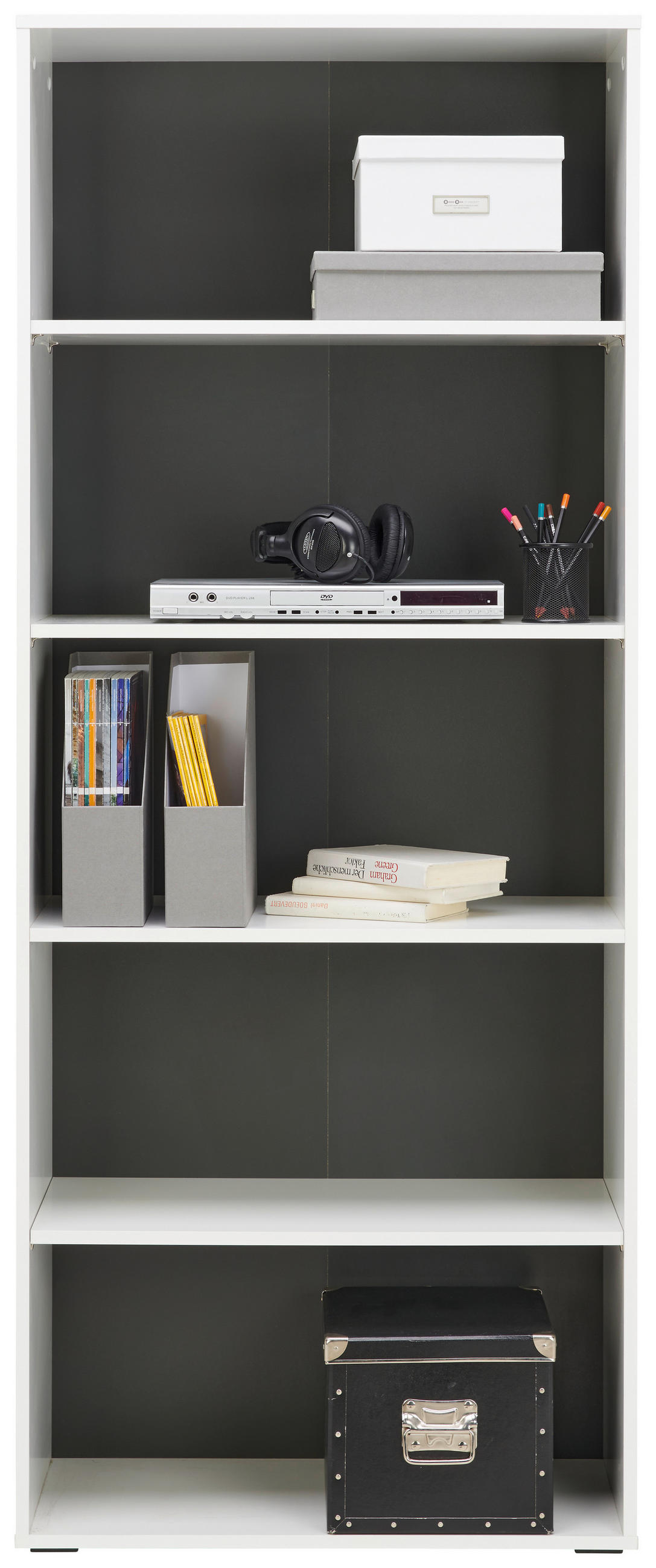 ETAJERĂ  75/185,6/40 cm antracit, alb  - alb/antracit, Basics, plastic/material pe bază de lemn (75/185,6/40cm) - Hom`in