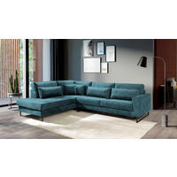 ROHOVÁ SEDAČKA, textil, kompozitné drevo, modrá - modrá/čierna, Konventionell, kov/kompozitné drevo (284/253cm) - Livetastic