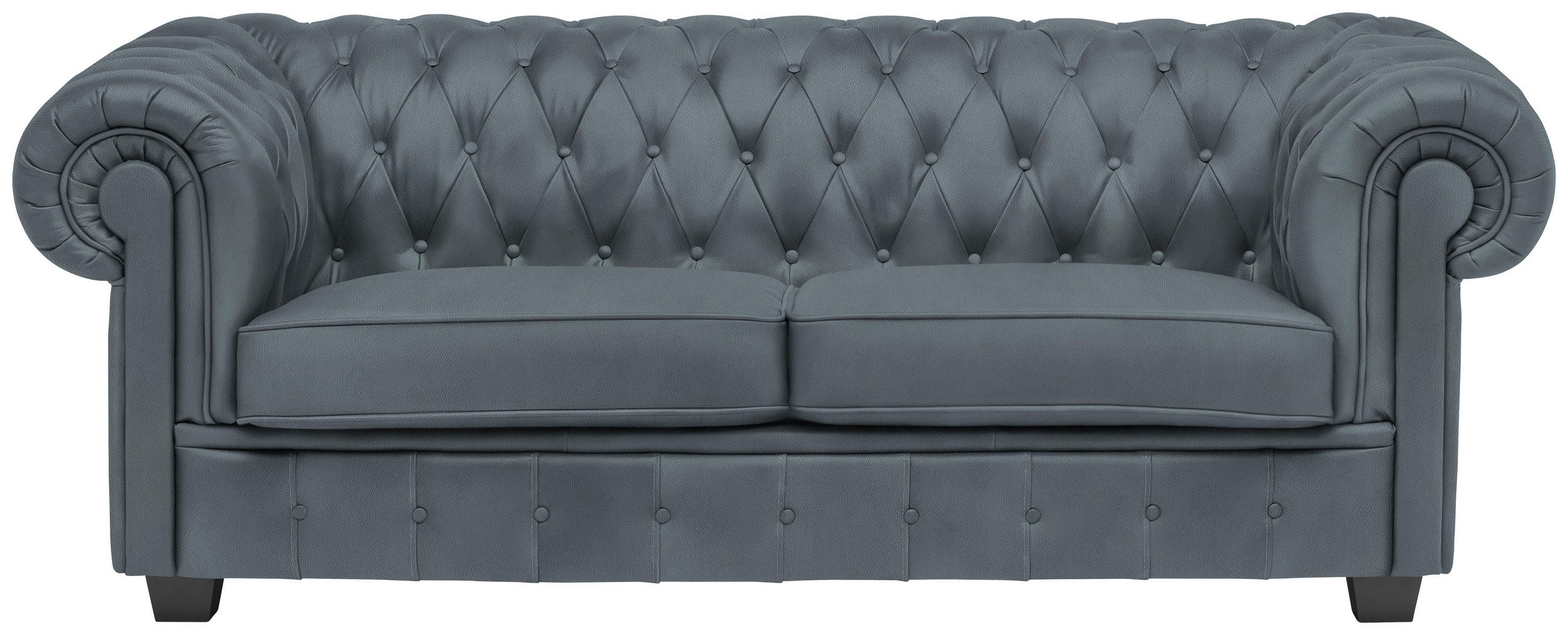 CHESTERFIELD-SOFA in Lederlook Graublau  - Wengefarben/Graublau, Lifestyle, Holz/Textil (206/76,5/96cm) - Landscape