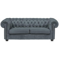CHESTERFIELD-SOFA in Lederlook Graublau  - Wengefarben/Graublau, Lifestyle, Holz/Textil (206/76,5/96cm) - Landscape