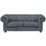 CHESTERFIELD-SOFA in Lederlook Graublau  - Wengefarben/Graublau, LIFESTYLE, Holz/Textil (206/76,5/96cm) - Landscape
