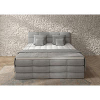 BOXSPRINGBETT 160/200 cm,  in Grau, gepolstertes Kopfteil, Bettkasten, Topper, Matratzen, H3 + H3 = fest  - Schwarz/Grau, Design, Kunststoff/Textil (160/200cm) - Chameo