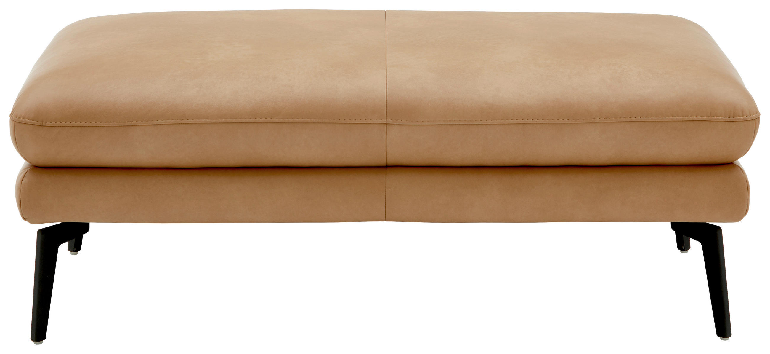 HOCKER Echtleder Honig  - Schwarz/Honig, Design, Leder/Metall (133/48/68cm) - Dieter Knoll