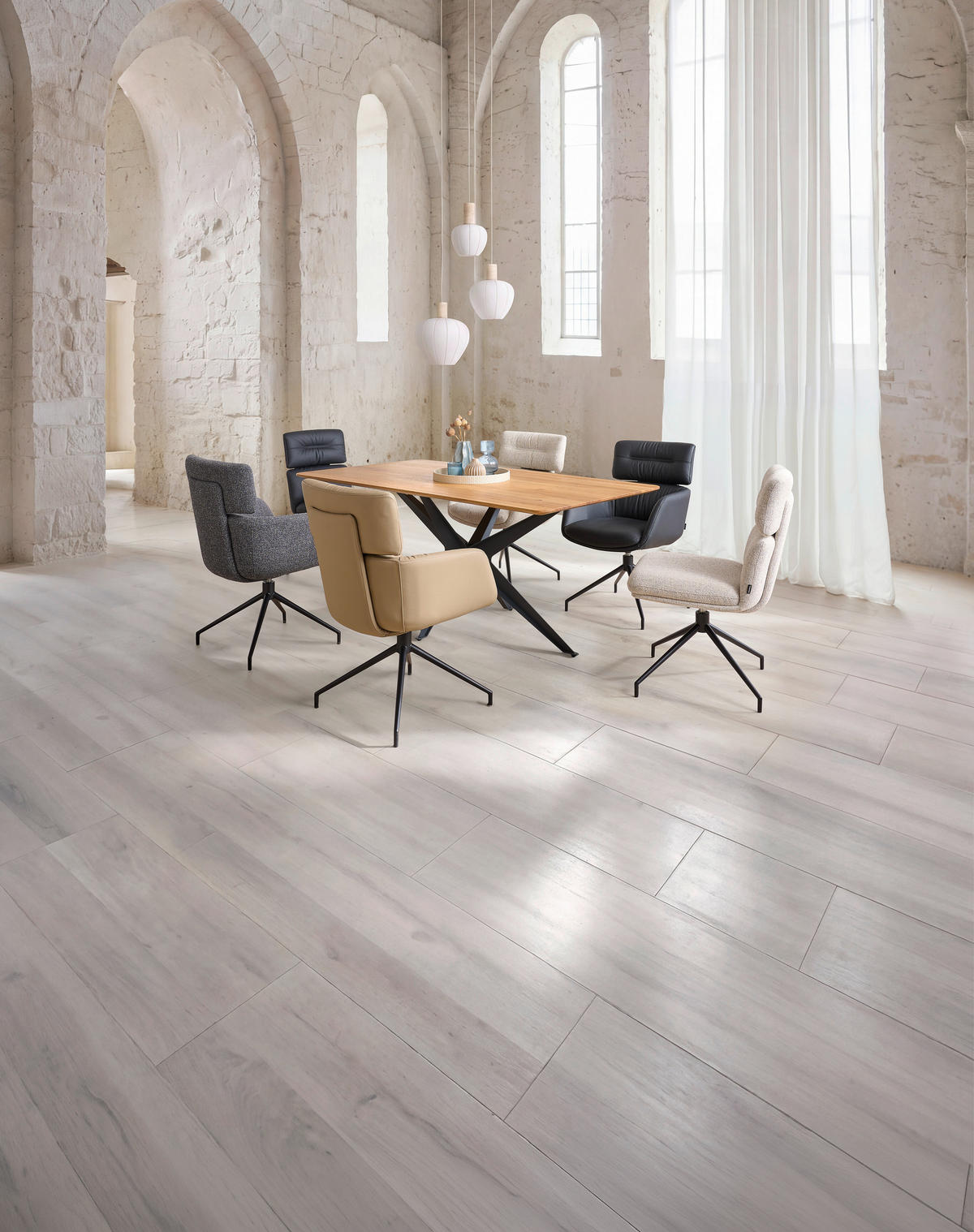 ESSTISCH Holz, Metall 180/95/76 cm  - Wildeiche/Schwarz, Design, Holz/Metall (180/95/76cm) - Dieter Knoll